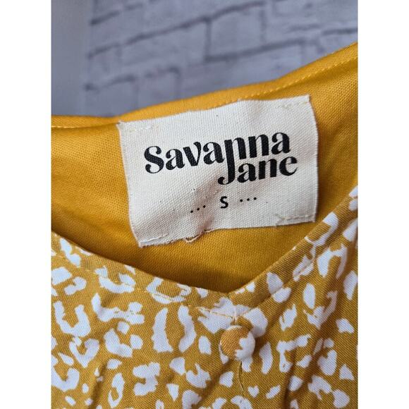 Savanna Jane boho long sleeve cheetah print yellow mini dress small. - Picture 5 of 6